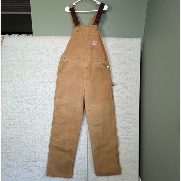 Vintage Mens Carhartt Double Knee Duck Canvas Bib Overalls - Picture 1 of 16